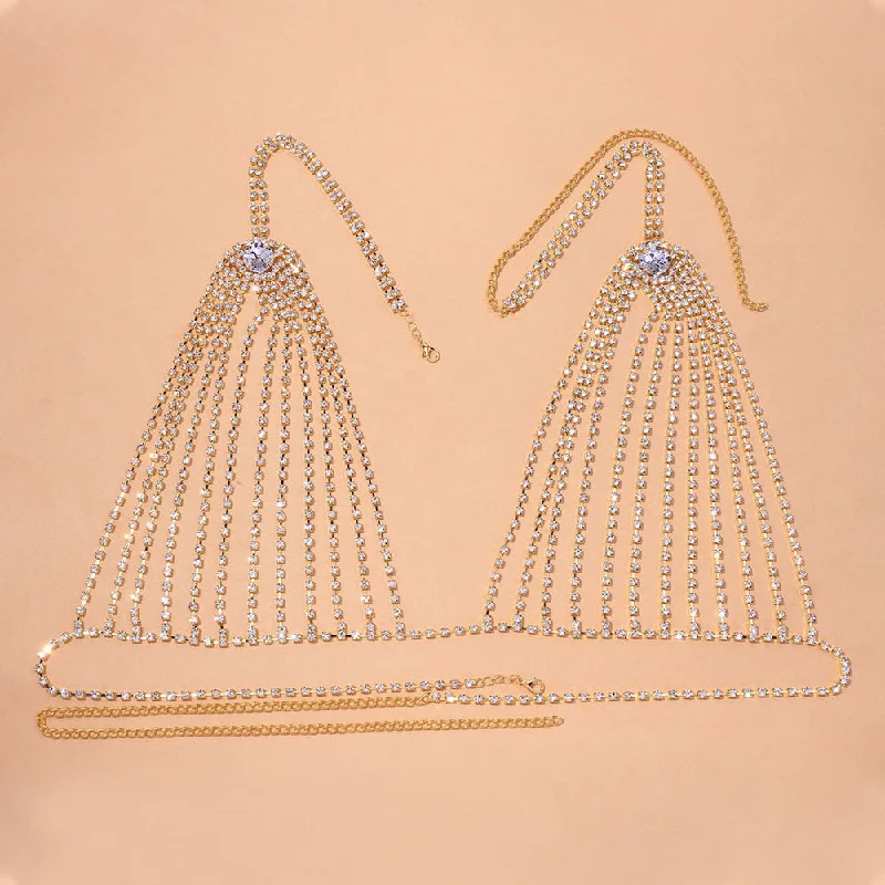 SHIHAN 2023 New Hot club show party sexy rhinestone bra body chain lingerie body jewelry silver crystal shiny body chains women