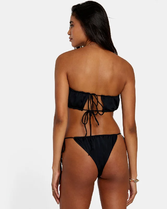 Solid 2-Way Bandeau Bikini Top - Black