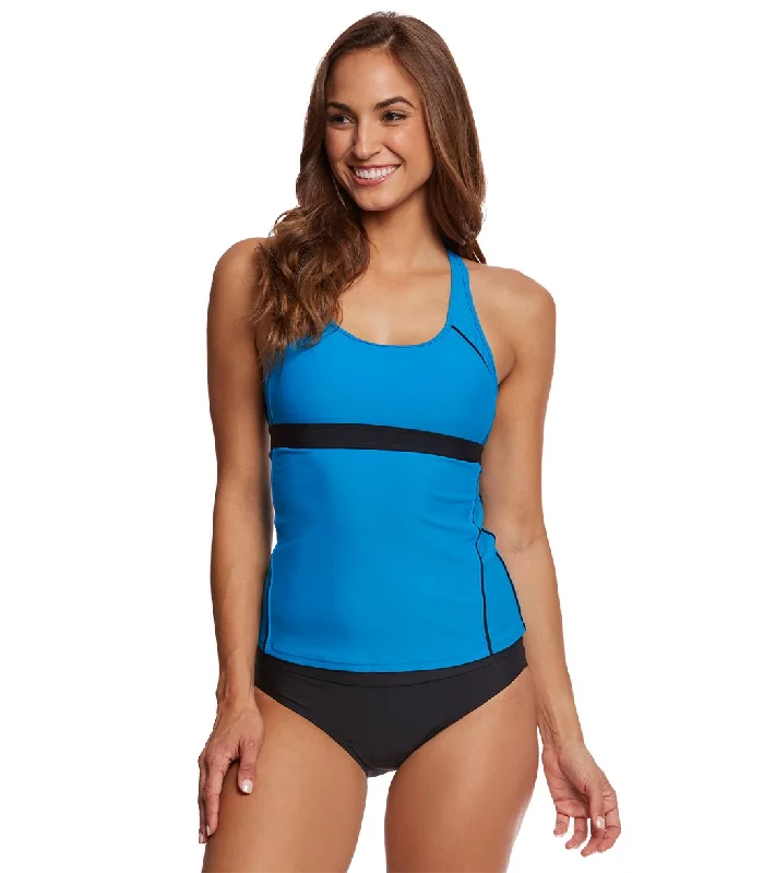 Sporti Active Racerback Solid Tankini Top Bright Blue/Black