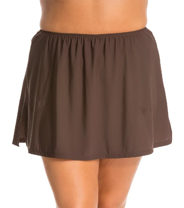 Topanga Plus Size Solid Cover Up Skirt Brown