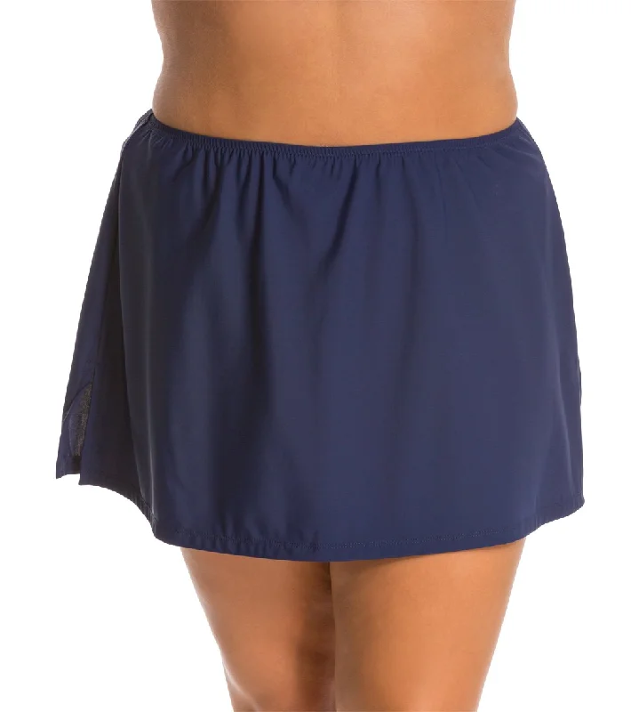 Topanga Plus Size Solid Cover Up Skirt Navy