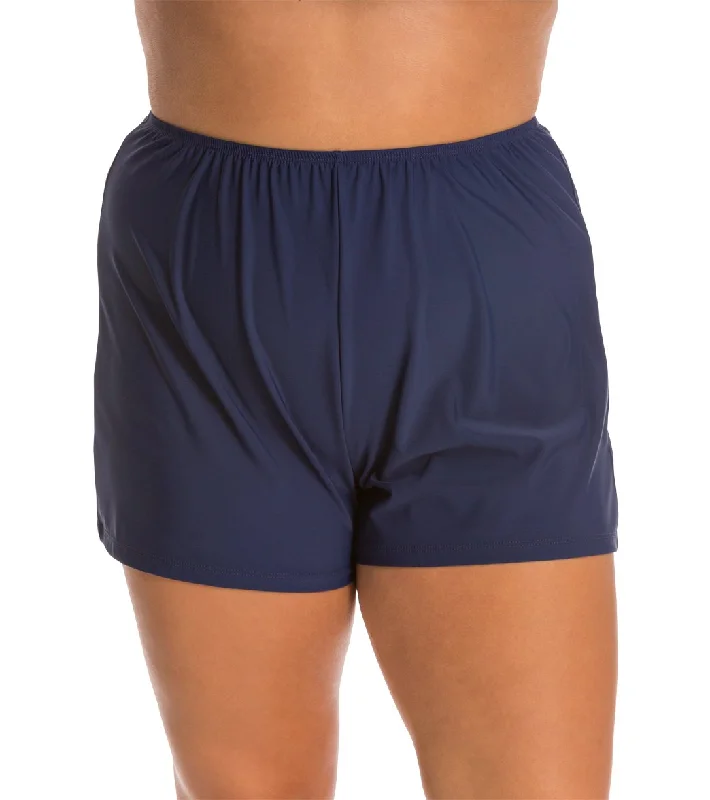 Topanga Plus Size Solid Swim Short  Navy