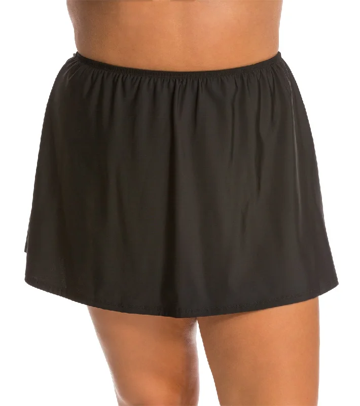 Topanga Plus Size Solid Swim Skirt Black