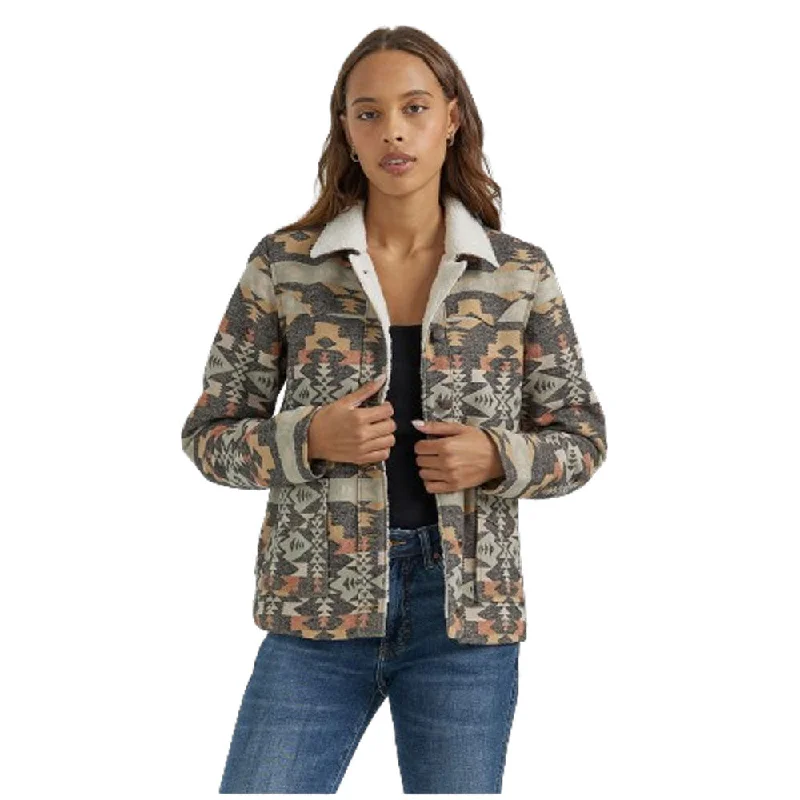 112353135 Wrangler Women's Retro Jacket - Grey Geo/Aztec Print