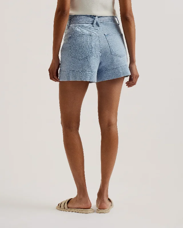 Anchi High Waisted Denim Shorts With Belt Lt-Wash