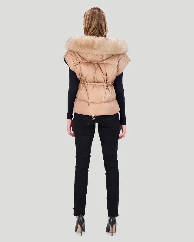 Après-Ski Vest with Detachable Toscana Shearling Lamb Hood Trim