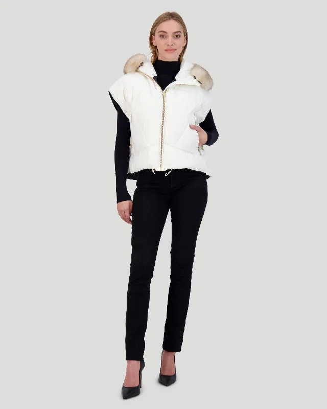 Après-Ski Vest with Detachable Toscana Shearling Lamb Hood Trim