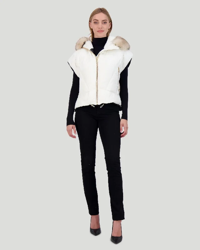 Après-Ski Vest with Detachable Toscana Shearling Lamb Hood Trim