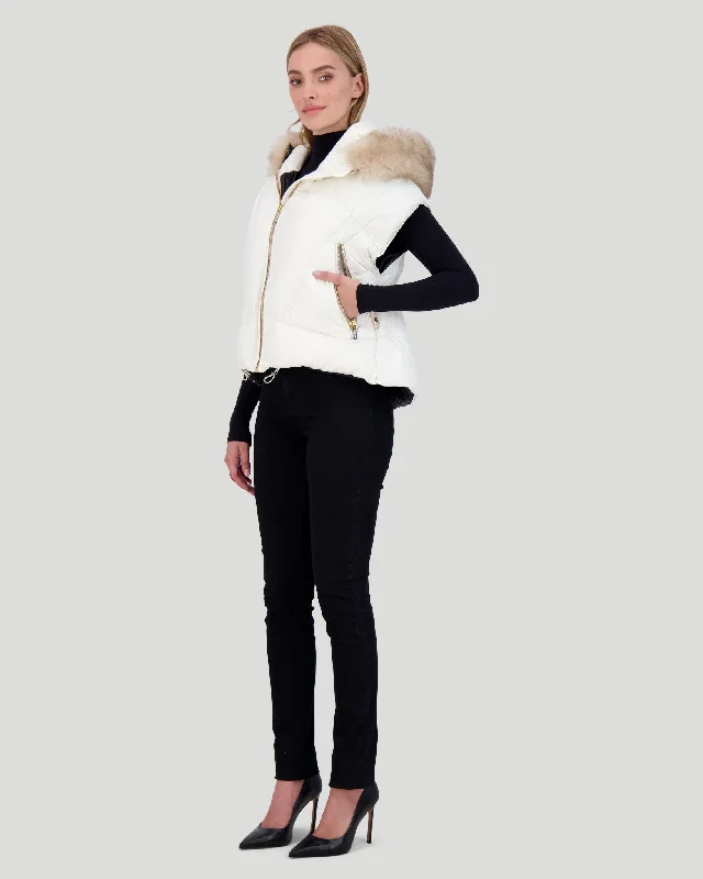 Après-Ski Vest with Detachable Toscana Shearling Lamb Hood Trim