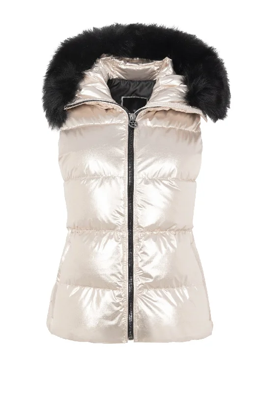 Après-Ski Vest with Detachable Toscana Shearling Lamb Hood Trim