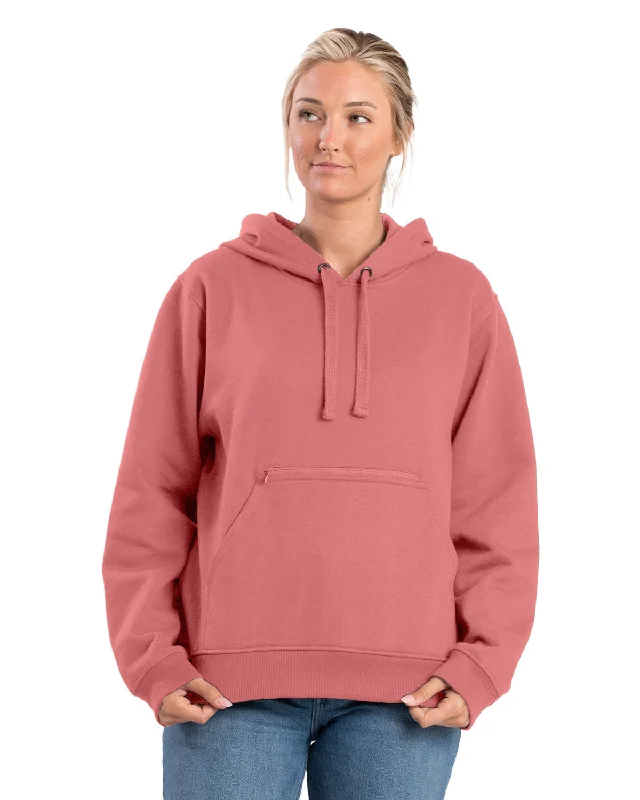 Berne Womens Heritage Zippered Pocket Pink Plume Cotton Blend Hoodie