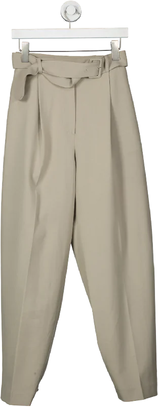 The Frankie Shop Blossom Beige Belted Suit Trousers UK S