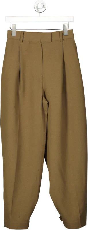 The Frankie Shop  Brown Pleated Len Strap Trousers UK XS