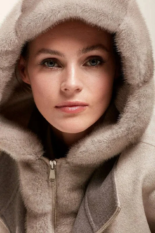 Coat with fur hood