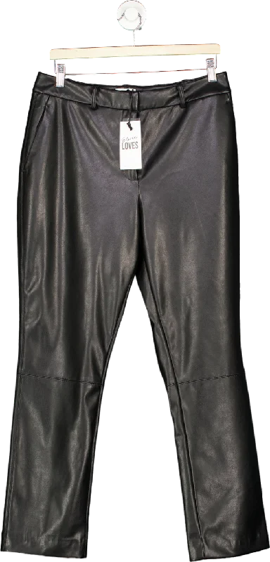 Eleven Loves Black Faux Leather Trousers Size UK 12