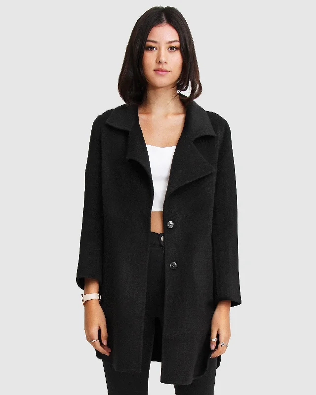 NEW FIT Ex-Boyfriend Wool Blend Oversized Jacket - Black