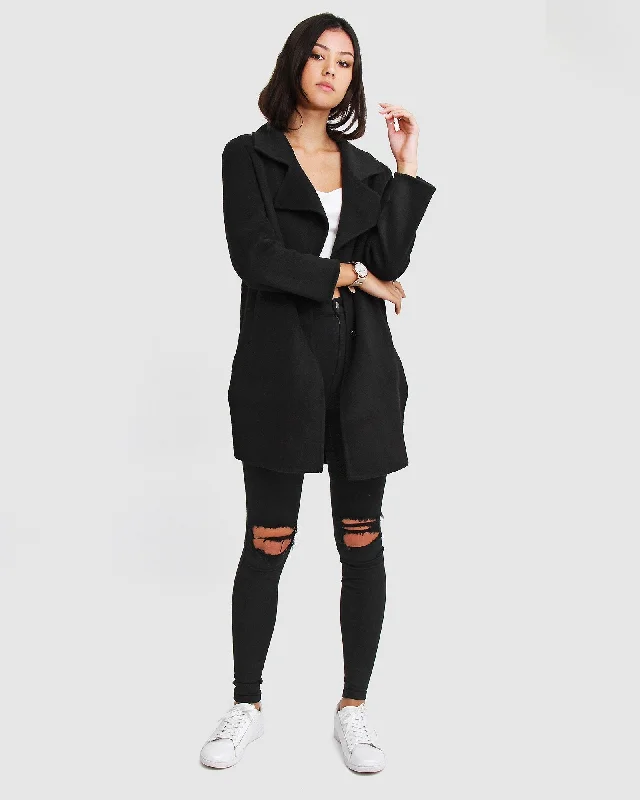 NEW FIT Ex-Boyfriend Wool Blend Oversized Jacket - Black