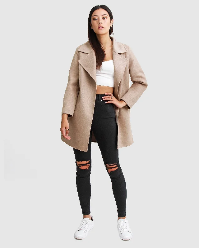 NEW FIT Ex-Boyfriend Wool Blend Oversized Jacket - Sand