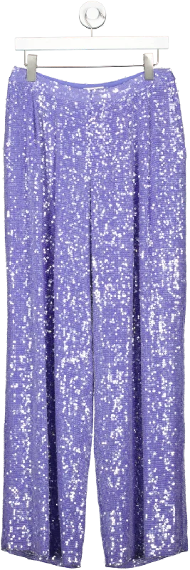 Lapointe Purple Sequin Pleated Trousers UK 10