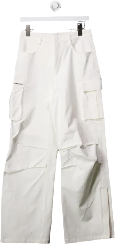 Paper Moon Seoul Cream Cargo Trousers With Zip Detail UK S