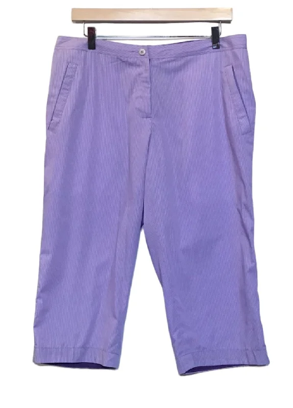 Purple Cropped Pinstripe Trousers (Size XXL)