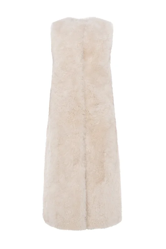 Select Cashmere Goat Collarless Long Vest