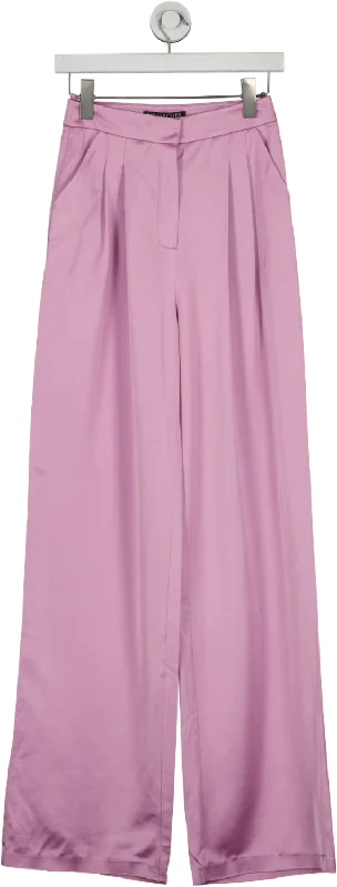 SELMACILEK Purple Wide Leg Satin Pants UK XS