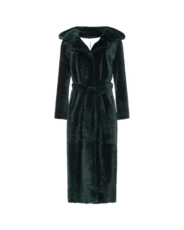 Select Shearling Lamb Coat with Hood