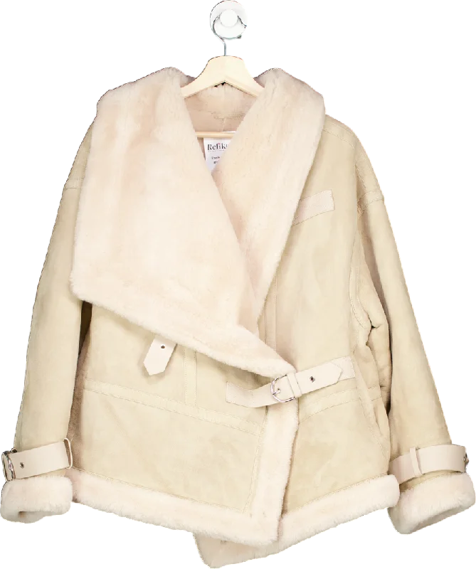 Shoreditch Ski Club Cream Darling Shearling Jacket UK S