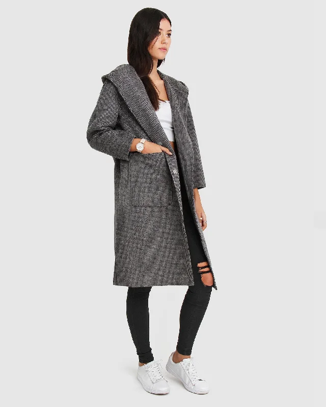 Walk This Way Wool Blend Oversized Coat - Black/White