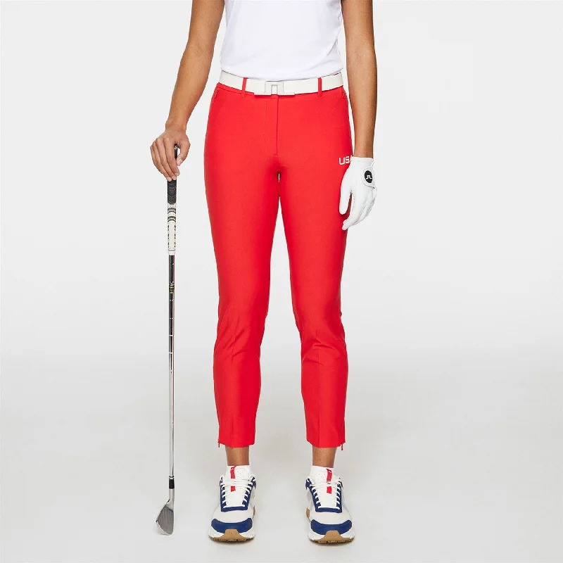 Womens Pia High Stretch US Golf Pants Flame Scarlet - SU24