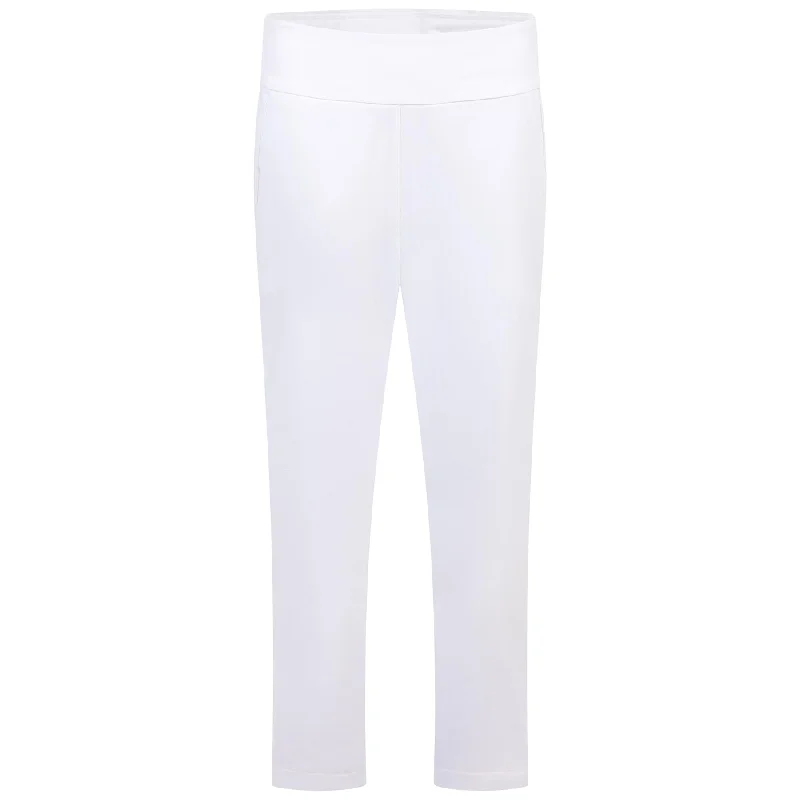 Womens Ultimate365 Regular Fit Solid Ankle Trousers White - 2024