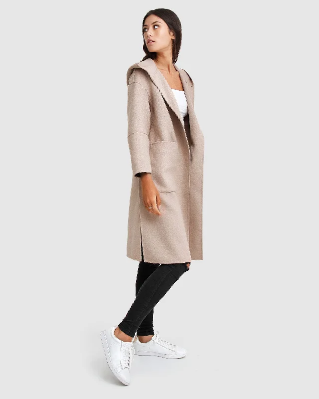 Walk This Way Wool Blend Oversized Coat - Sand