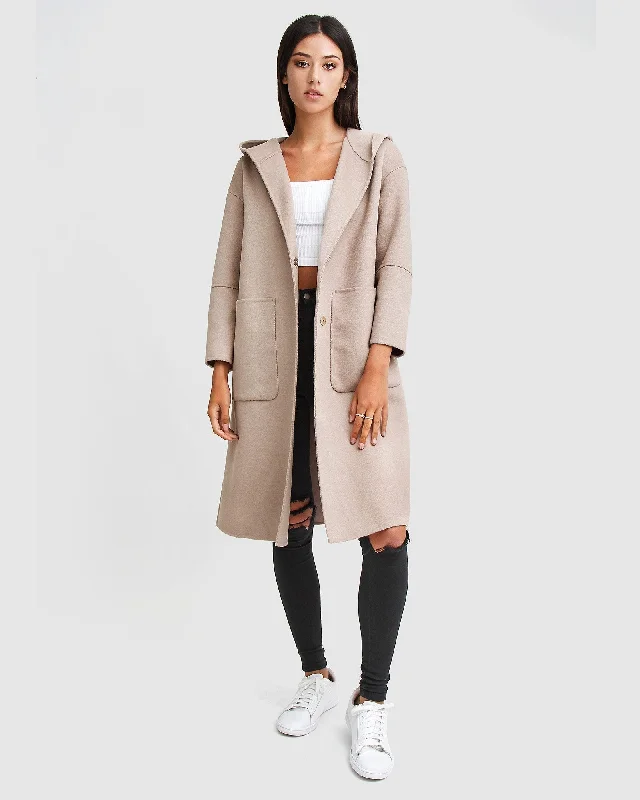 Walk This Way Wool Blend Oversized Coat - Sand