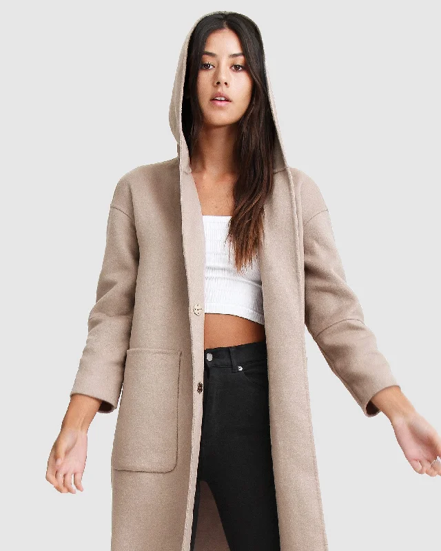 Walk This Way Wool Blend Oversized Coat - Sand