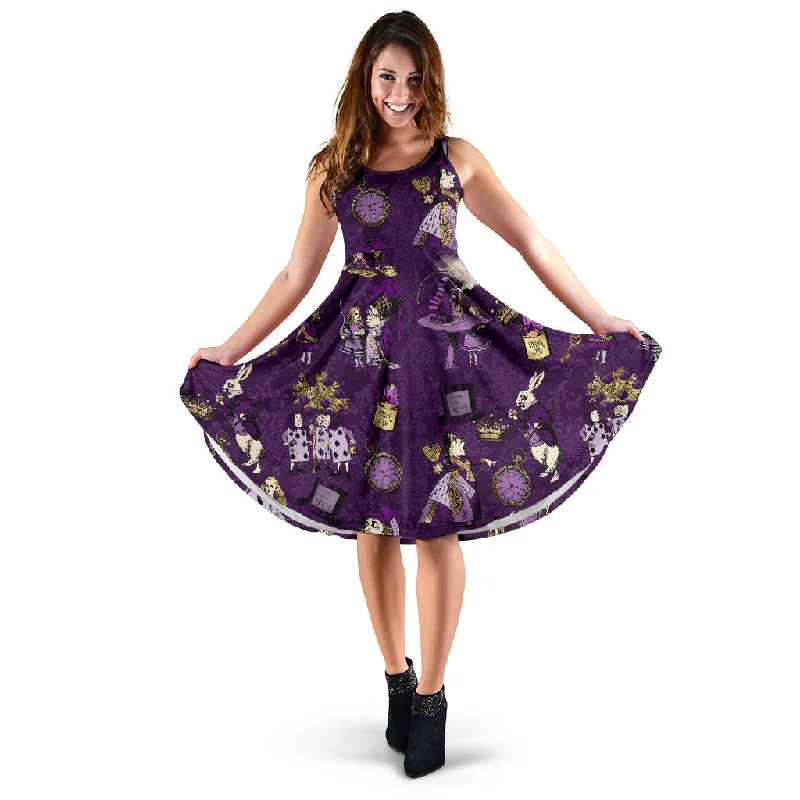 Alice in Wonderland Sun Dress with pockets - Purple Alice Summer Party Dress (DRA5) Tunics Formal black Alice in Wonderland Sun Dress with pockets - Purple Alice Summer Party Dress (DRA5) Tunics Formal black