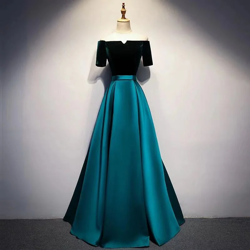 Green party dress ,off shoulder evening dress ,satin long formal dress Tunics Distressed trendy Green party dress ,off shoulder evening dress ,satin long formal dress Tunics Distressed trendy