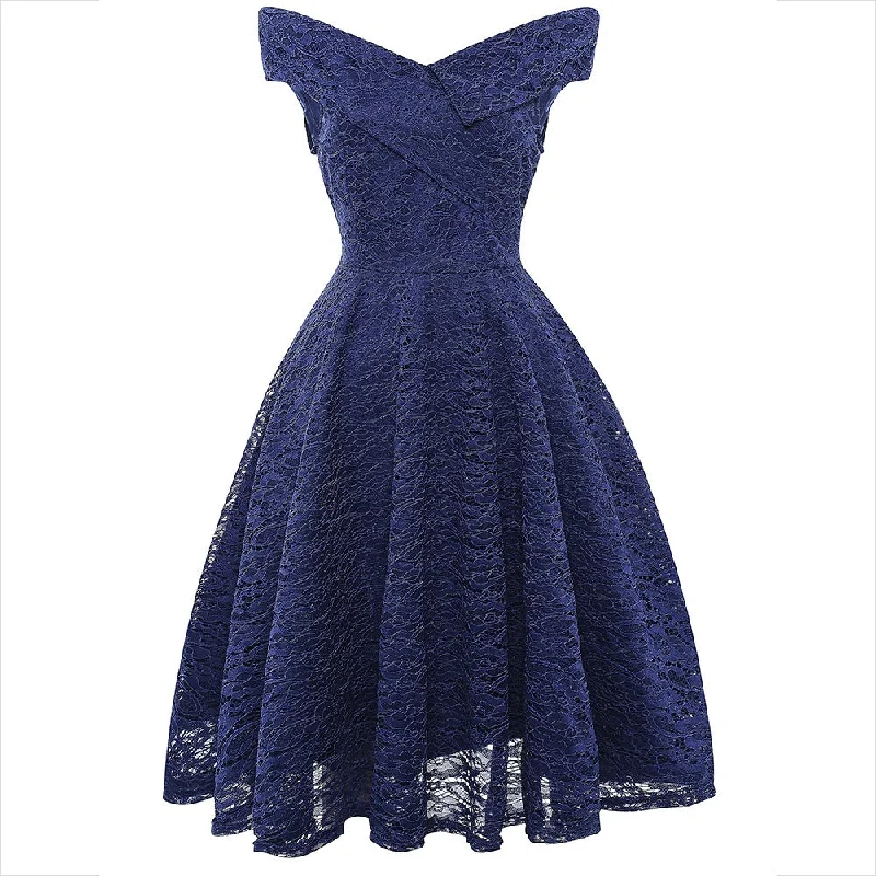 Sexy v neck off the shoulder lace dress | A line large swing cocktail party dress formal evening gowns Tunics Solid Classic Sexy v neck off the shoulder lace dress | A line large swing cocktail party dress formal evening gowns Tunics Solid Classic