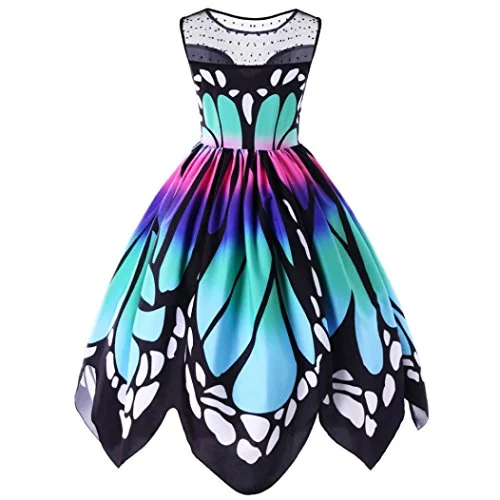 Womens Butterfly Printing Sleeveless Party Dress Vintage Rockabilly Lace Dress Pleated Skirt Cosplay Costume Plus Size(S-5XL) Tunics Party sparkling Womens Butterfly Printing Sleeveless Party Dress Vintage Rockabilly Lace Dress Pleated Skirt Cosplay Costume Plus Size(S-5XL) Tunics Party sparkling