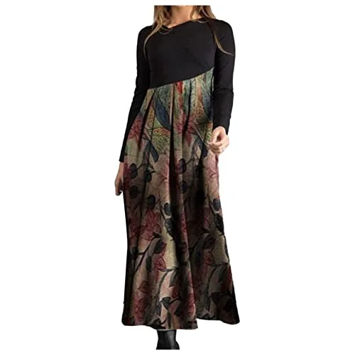 Women's Dress Ladies Autumn and Winter Casual Slim Long-Sleeved Long Bohemian Printed Dress, Fall Dresses for Ladies Fancy Cocktail Dress Party Dress Maxi Dress Tunics Plaid country Women's Dress Ladies Autumn and Winter Casual Slim Long-Sleeved Long Bohemian Printed Dress, Fall Dresses for Ladies Fancy Cocktail Dress Party Dress Maxi Dress Tunics Plaid country