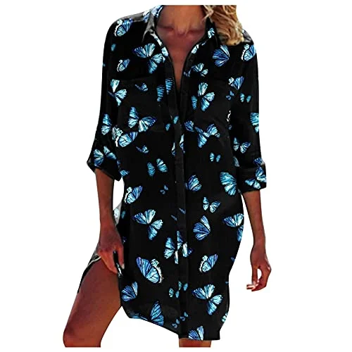 Women's Dress Sweet & Cute Dress Ladies Long Sleeve V Neck Butterfly Printed Pocket Shirt Dress Tunic Dress Fancy Cocktail Dress Party Dress Maxi A-line Dress Turtleneck Warm Winter Women's Dress Sweet & Cute Dress Ladies Long Sleeve V Neck Butterfly Printed Pocket Shirt Dress Tunic Dress Fancy Cocktail Dress Party Dress Maxi A-line Dress Turtleneck Warm Winter