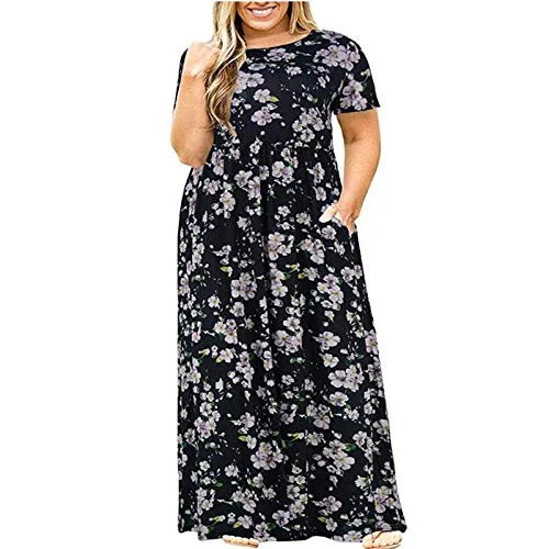 Women's Dress Sweet & Cute Dress Plus Size Ladies Casual O-Neck Summer Short Sleeve Print Loose Pocket Long Dress Fancy Cocktail Dress Party Dress Maxi A-line Dress Tunics Luxurious premium Women's Dress Sweet & Cute Dress Plus Size Ladies Casual O-Neck Summer Short Sleeve Print Loose Pocket Long Dress Fancy Cocktail Dress Party Dress Maxi A-line Dress Tunics Luxurious premium