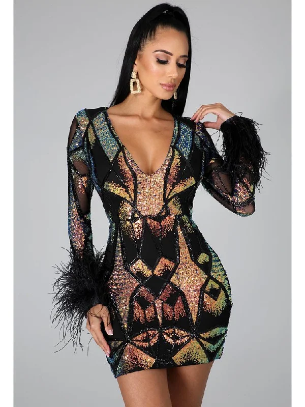 Cinessd Back to school outfit African Dresses Women Sexy Sequins Design Exquisite Long Sleeve Ostrich Feather Slim Evening Party Dress Vestidos Boatneck Modish Everyday Cinessd Back to school outfit African Dresses Women Sexy Sequins Design Exquisite Long Sleeve Ostrich Feather Slim Evening Party Dress Vestidos Boatneck Modish Everyday