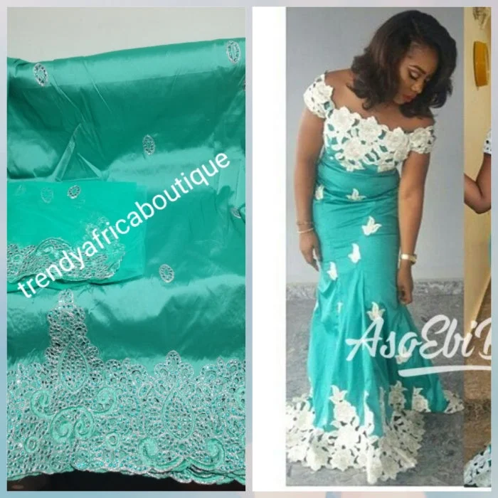 Back in stock: Mint green embriodery George fabric. Top quality Indian-George for making Nigerian/African party dress. 5yds silk George + 1.8yds matching net blouse. Contact us if you are interested in Aso-ebi order Tunics Ceremony elegant Back in stock: Mint green embriodery George fabric. Top quality Indian-George for making Nigerian/African party dress. 5yds silk George + 1.8yds matching net blouse. Contact us if you are interested in Aso-ebi order Tunics Ceremony elegant
