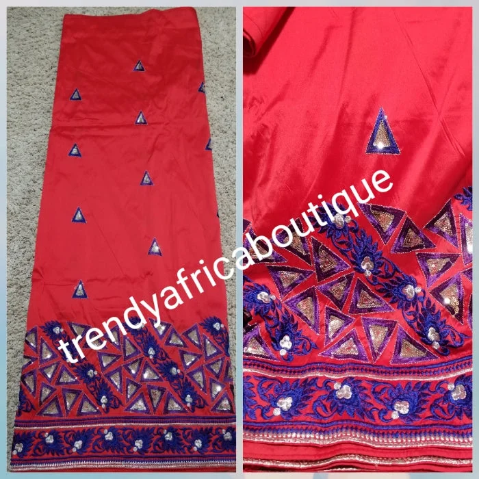 Red African George wrapper embriodered with royalblue/purple/silver. Original quality Silk George fabric for African party dress or wrapper. Sold per 5yds. Small-George. Tunics Plaid country Red African George wrapper embriodered with royalblue/purple/silver. Original quality Silk George fabric for African party dress or wrapper. Sold per 5yds. Small-George. Tunics Plaid country