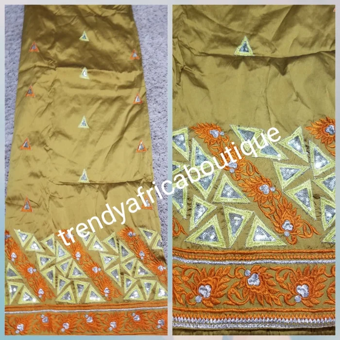 Sale sale: Gold/Orange Embriodery Silk George. Top quality Indian-George for making Nigerian/African party dress. Sold per 5yds. Price is for 5yds. Tunics Lace romantic Sale sale: Gold/Orange Embriodery Silk George. Top quality Indian-George for making Nigerian/African party dress. Sold per 5yds. Price is for 5yds. Tunics Lace romantic