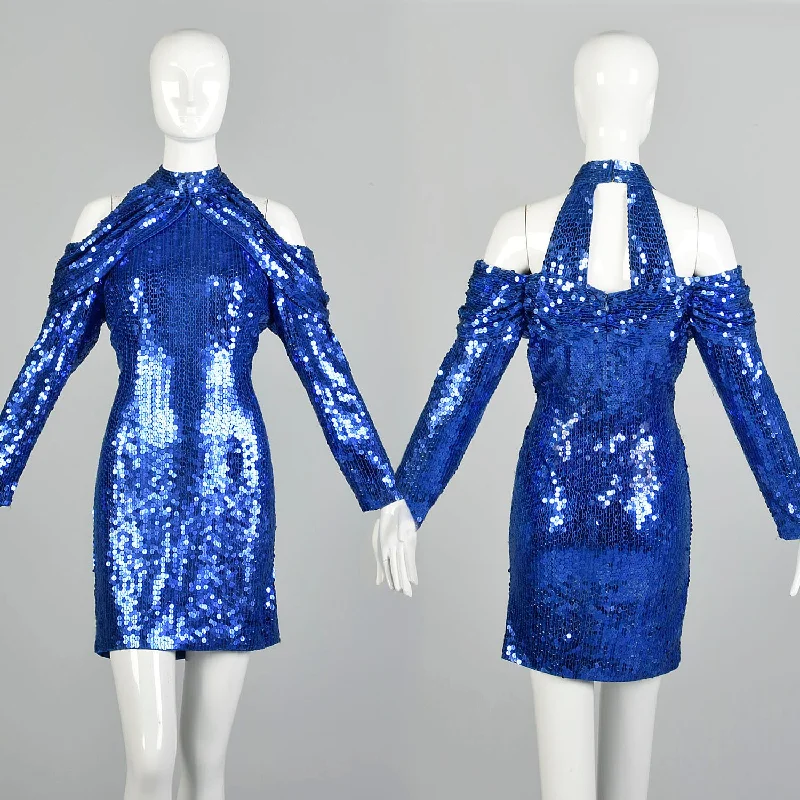 Small 1990s Blue Sequin Body Con Party Dress Long Sleeve Mini Dress Cold Shoulder Dress Tunics Canvas sturdy Small 1990s Blue Sequin Body Con Party Dress Long Sleeve Mini Dress Cold Shoulder Dress Tunics Canvas sturdy