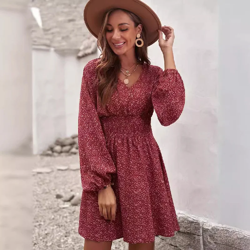 Women V Neck Tunic Dress Casual Loose Flowy Long Sleeves Dress Elastic Waist A-line Floral Swing Shift Dresses linen gown dinner night dress, lioness-love Tunics New arrival Women V Neck Tunic Dress Casual Loose Flowy Long Sleeves Dress Elastic Waist A-line Floral Swing Shift Dresses linen gown dinner night dress, lioness-love Tunics New arrival